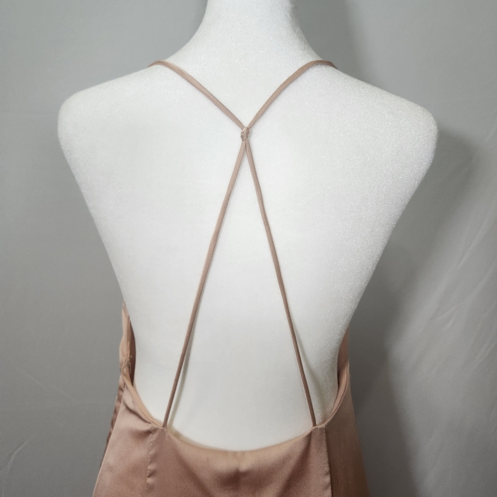 Gianni Bini Blush Tan Backless Slip Dress
